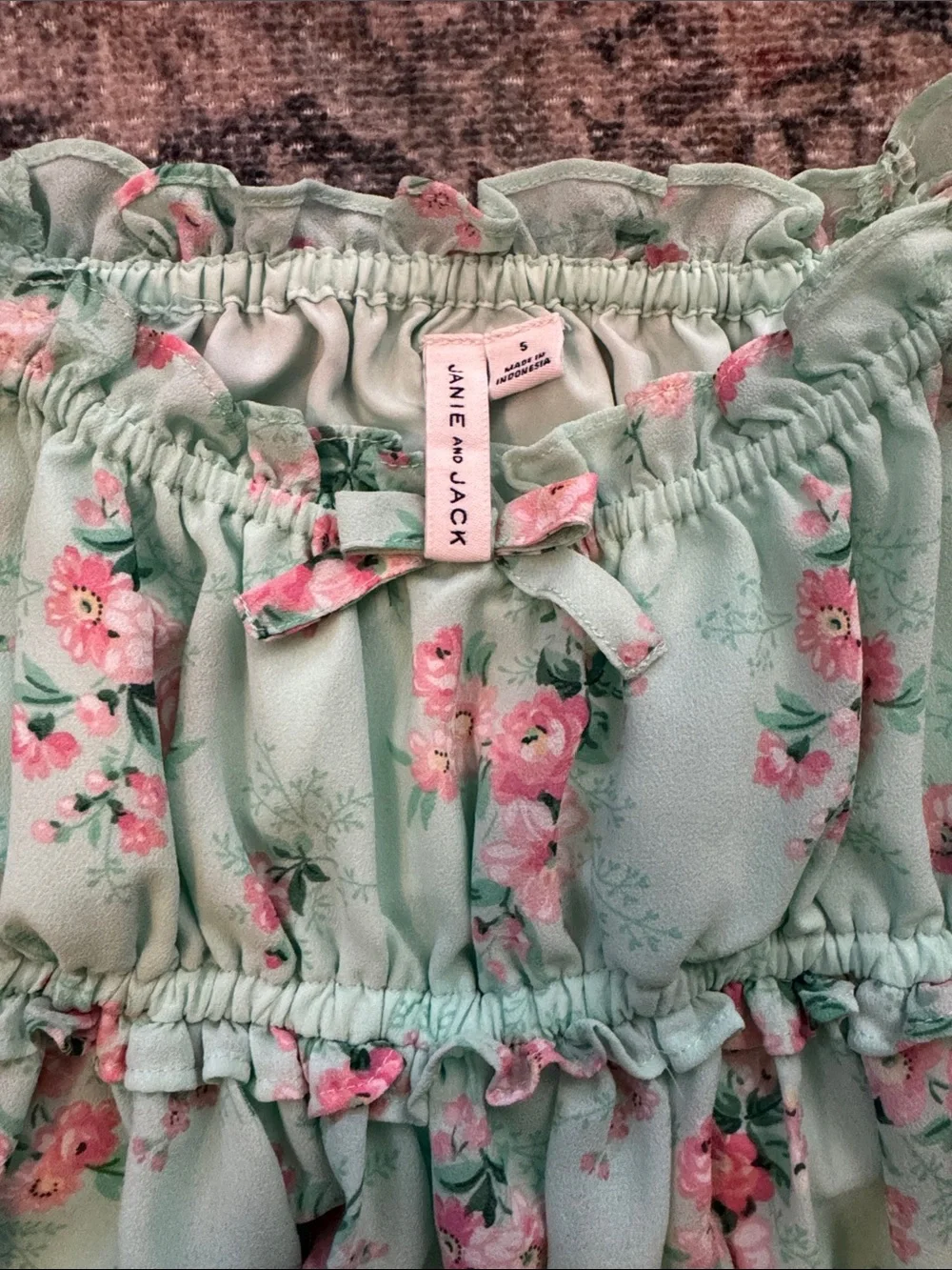 Janie and Jack Mint Green Floral Ruffle Dress